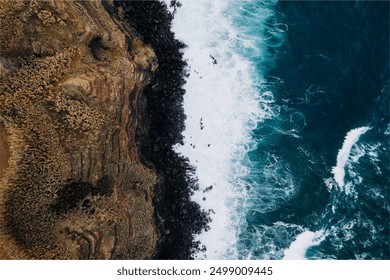 Aerial photo of coastline, land and ocean in Azores Sao Miguel Portugal - Powered by Shutterstock