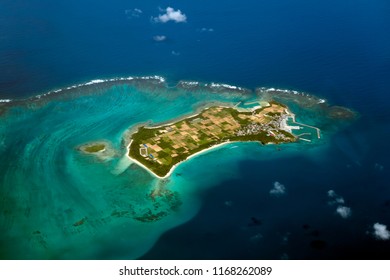 Aerial photo of the coral island in Japan.