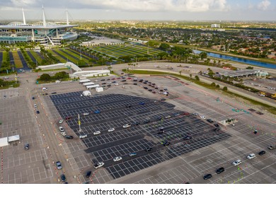 Aerial Photo Coronavirus Covid 19 Testing Site Miami Hard Rock Stadium Parking Lot