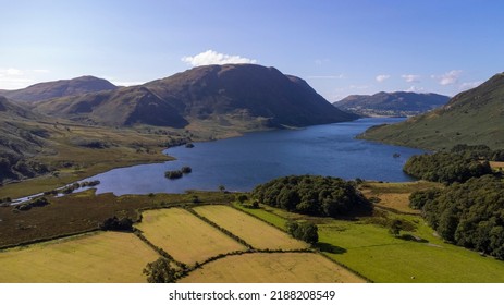 Aerial Photo Of Crummock Water In Summer, The Lake District, Cumbria,