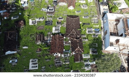 Aerial photo of Eyang Gedong's grave in Mindi, Klaten, Central Java, Indonesia.