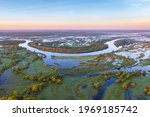 Aerial photo of a floodplain of the river Prypiac