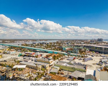 Aerial photo Fort Myers Beach Hurricane Ian aftermath damage and debris - Shutterstock ID 2209129485