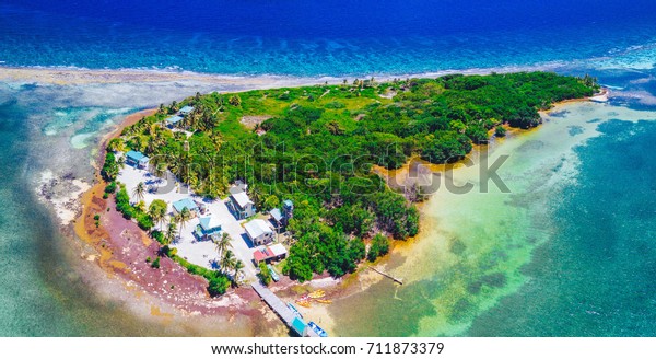 Aerial Photo Glovers Reef Atoll Belize Stock Photo (Edit Now) 711873379