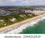 Aerial photo Hillsboro Beach luxury oceanfront real estate mansion homes