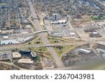 Aerial photo of Interstate highway 395W as it passes through Richfield and Minneapolis Minnesota