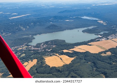 Aerial photo of lake "Machovo jezero", close to Doksy and Stare Splavy city. Czech Republic. - Shutterstock ID 2344317727