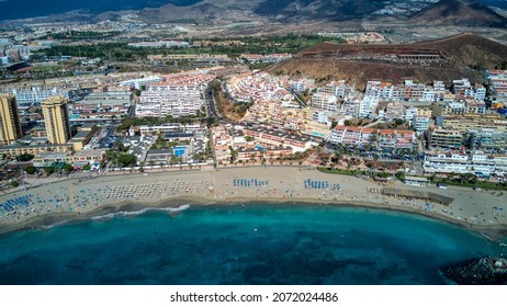 Aerial photo of Las Vistas beach, Arona, Tenerife - Shutterstock ID 2072024486