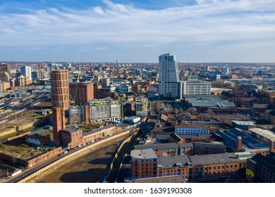 Aerial photo of the Leeds city centre