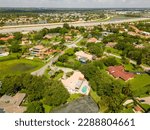Aerial photo luxury homes in Davie FL USA