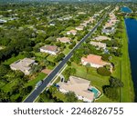 Aerial photo luxury ranch style homes in Davie Florida