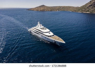 Aerial Photo Of Luxury Super Yacht On The Sea And Marina