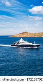 Aerial Photo Of Luxury Super Yacht On The Sea And Marina