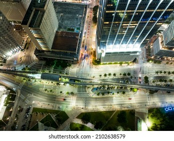 Aerial Photo Miami Metrorail At Downtown