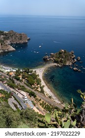 Aerial Photo Of The Most Famous Taormina Beach - Isola