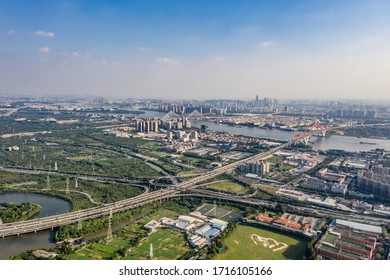 Aerial photo of natural scenery of Haizhu Lake in Guangzhou