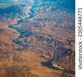 Aerial photo of the Owyhee river, Lake and Reservoir near Adrian, Oregon