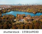 Aerial photo of Prospect park in Brooklyn during autumn