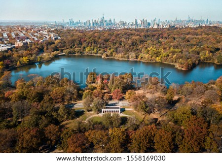 Aerial photo of Prospect park in Brooklyn during autumn