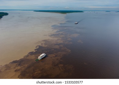 Aerial Photo Of The Solimões And Rio Negro Encounters In Manaus, Amazonia, Brazil