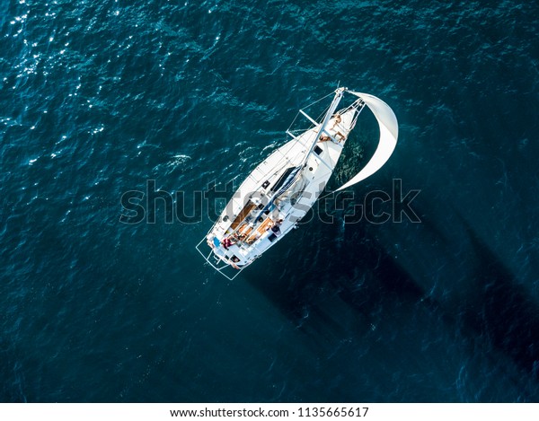 Aerial Photo Sailboat Yacht Top View Stock Photo 1135665617 | Shutterstock