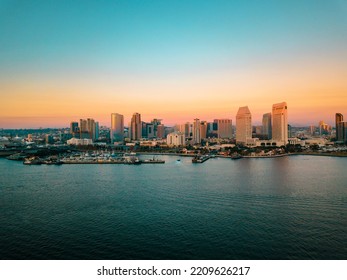 Aerial photo of San Diego bay area with huge buildings and the ocean - Shutterstock ID 2209626217