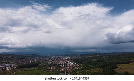 Aerial Photo With Severe Weather Above A Town