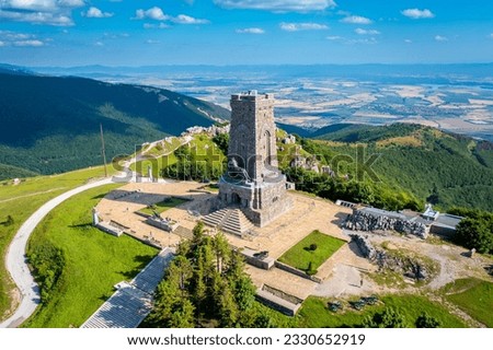 Aerial photo of Shipka monument in Bulgaria