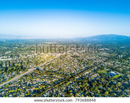 Aerial photo of the Silicon Valley in California