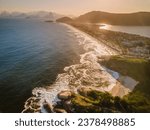 Aerial photo of the sunset at the beach in Niteroi