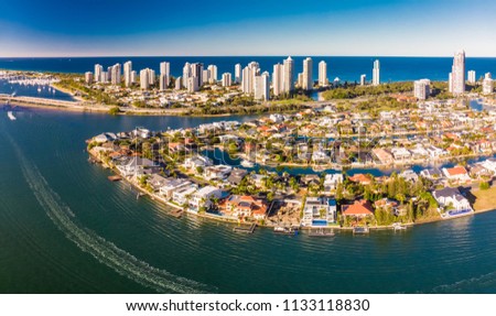 Aerial photo of Surfers Paradise and Southport on the Gold Coast