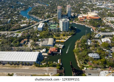 Aerial Photo Tarpon Bend River Fort Lauderdale Florida