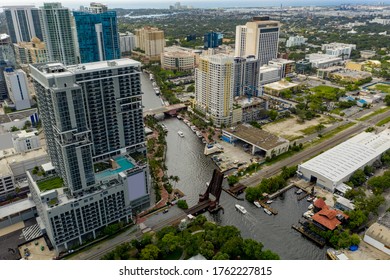 Aerial Photo Tarpon River Fort Lauderdale Downtown City Scene