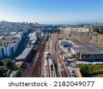 Aerial photo tracks leading to Brighton Railway Station