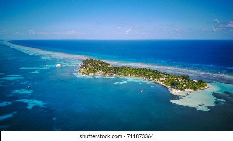 Aerial Photo Of Tropical Island South Water Caye  In Belize 