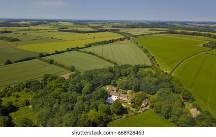 Aerial Photograph Of Agricultural Fields In Cotswolds. Burford. English Countryside. 