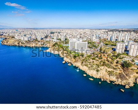 Aerial photograph of Antalya bay in Turkey, Taken by Drone