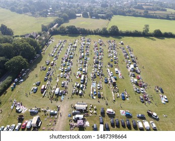 Aerial Photograph Of A Car Boot Sale Market With Car Park