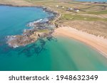 Aerial photograph of Constantine Bay near Newquay and Padstow, Cornwall, England.