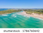 Aerial Photograph of Crantock Beach and Pentire head, Newquay, Cornwall, England