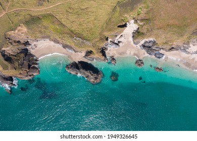 Aerial photograph of Lantic Bay, England.