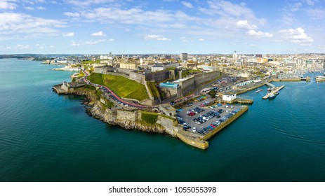 Aerial Photograph Of Plymouth Barbican And Plymouth Hoe.