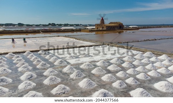 aerial
photograph of the salt pans of mozia in
sicily