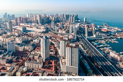 Aerial Photography Architectural Landscape Skyline Qingdao Stock Photo Aerial Photography Architectural Landscape Skyline Qingdao Stock Photo