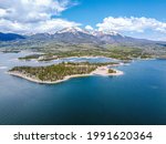 Aerial photography around the Dillon Reservoir in Colorado