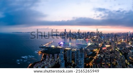 Aerial photography of the beautiful coastal city Qingdao