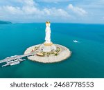 Aerial photography of the beautiful scenery of Nanshan Guanyin in Sanya, Hainan, China