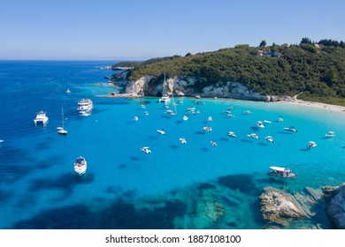 Aerial photography of the breathtaking Voutoumi beach, Antipaxos Greece