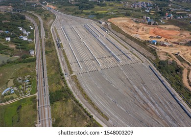 Aerial Photography Bullet High-speed Train Inspection Site And Orbital Aerial View, China