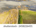 Aerial photography of colorful tree roads in Wudalianchi Scenic Area, Heilongjiang Province